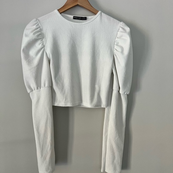 Nasty Gal Tops - Nasty Gal White Long Sleeve Cropped Top